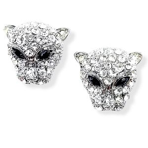 Contemporary Earrings Posts Leopards Crystal Diamonds